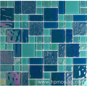 Glass mosaic tiles blue mixed